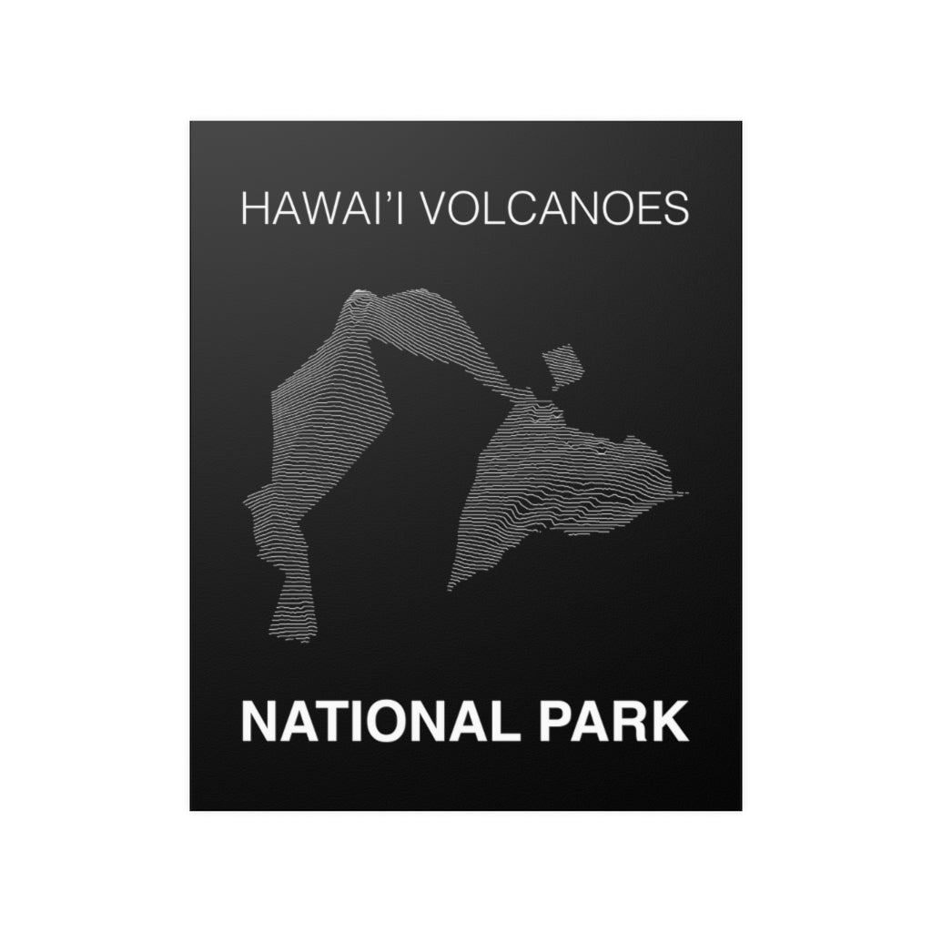 Hawaii Volcanoes National Park Poster - Unknown Pleasures Lines National Parks Partnership