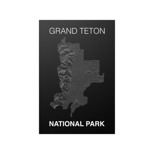 Grand Teton National Park Poster - Unknown Pleasures Lines National Parks Partnership