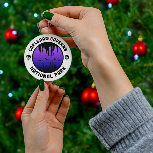 Carlsbad Caverns National Park Ornament - Purple Round Emblem Design