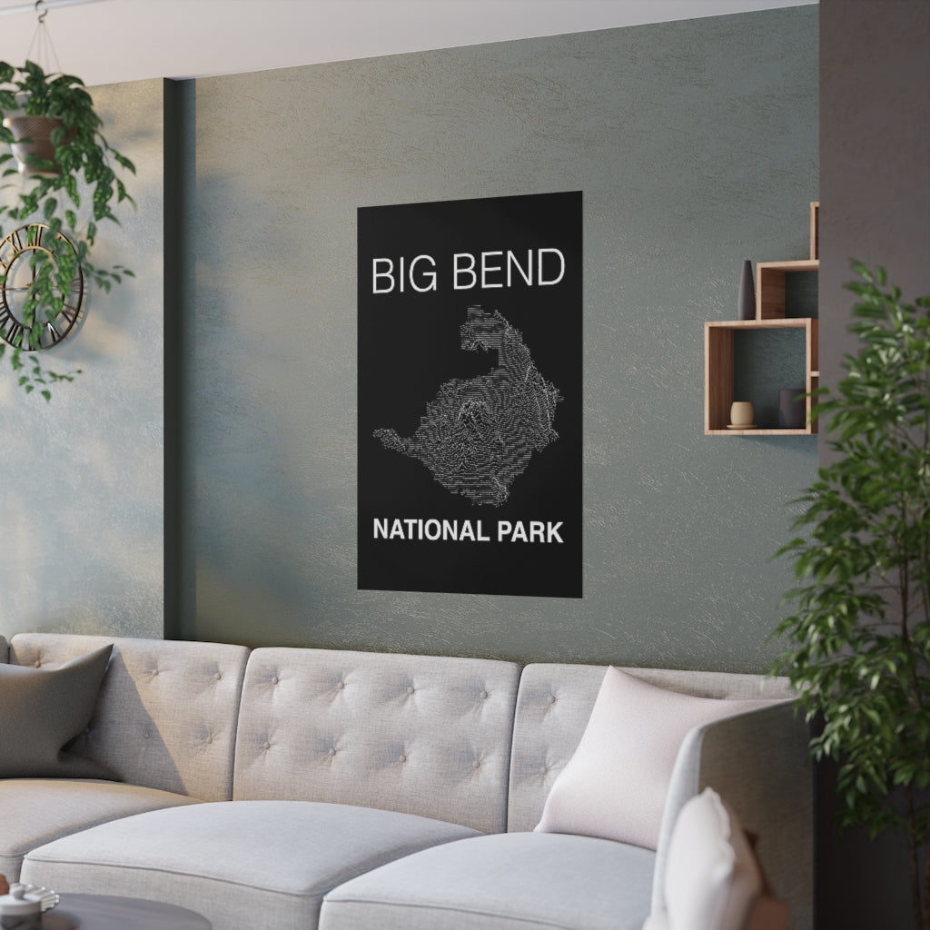 Big Bend National Park Poster - Unknown Pleasures Lines National Parks Partnership