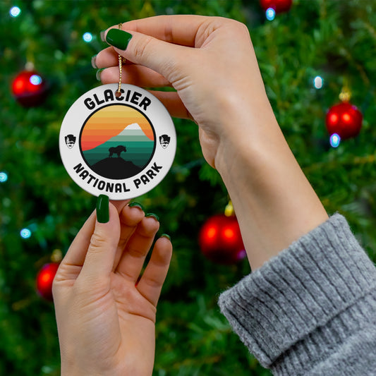 Glacier National Park Ornament - Round Emblem Design